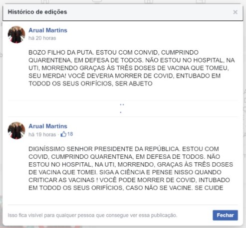  Promotor paulista xinga Bolsonaro e diz que ele “deveria morrer de Covid”