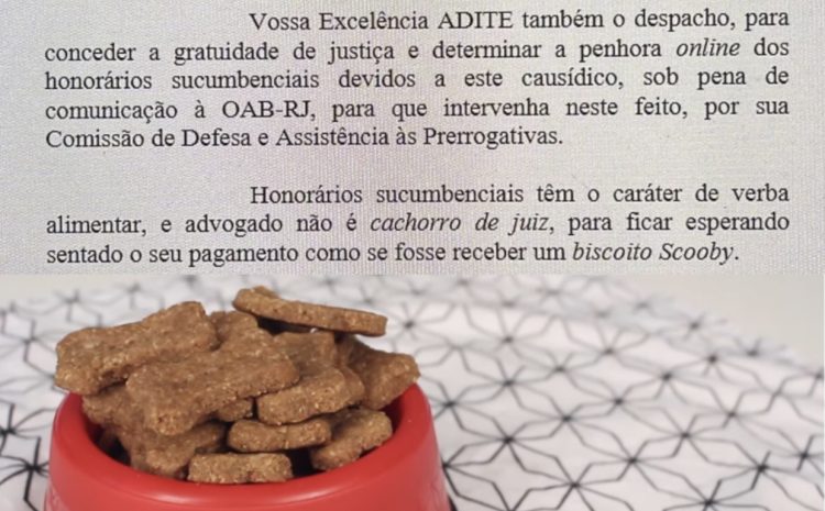  Advogado diz que não é “cachorro de juiz” ao pedir honorários como fosse “biscoito Scooby”