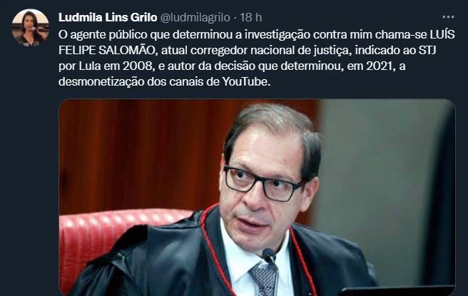 A JUÍZA REAGE: Alvo de investigação no CNJ, Ludmila Grilo dispara: “Corregedor foi indicado por Lula para o STJ”