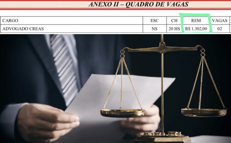  CONTRA A DIGNIDADE:  Concurso da prefeitura de Ipirá (BA) oferece vagas para advogados com valor de salário mínimo