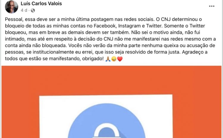  “LIVRE EXERCÍCIO”: Rede social diz que decisão do CNJ contra juiz pode caracterizar censura