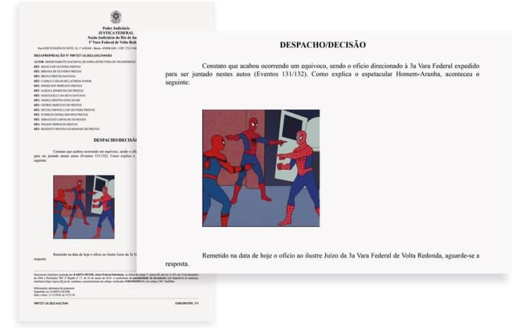  Juíza Federal usa meme do Homem-Aranha para explicar equívoco em ação de desapropriação; TRF recomenda cautela no visual law