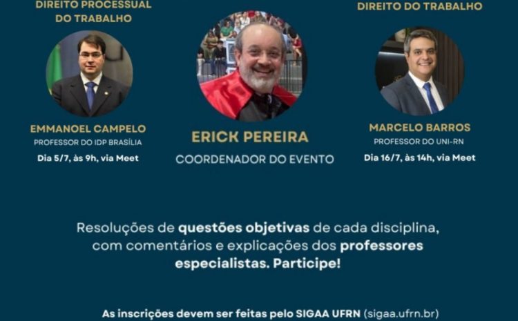  Professores da UFRN, IDP e UNI-RN se unem para aulões preparativos do próximo Exame de Ordem