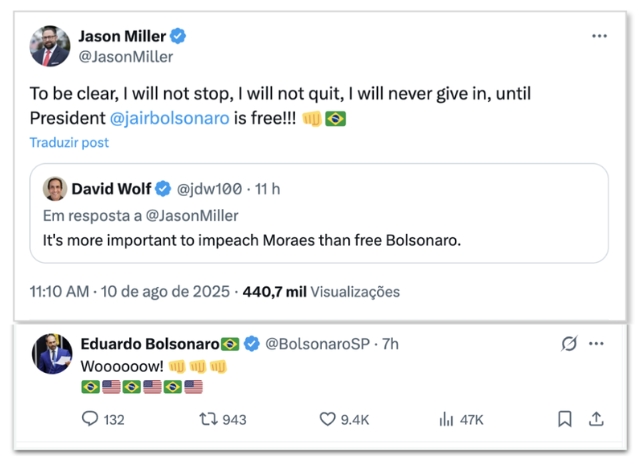  “Não vou parar até que Bolsonaro esteja livre”, declara aliado de Trump pela soltura do ex-presidente